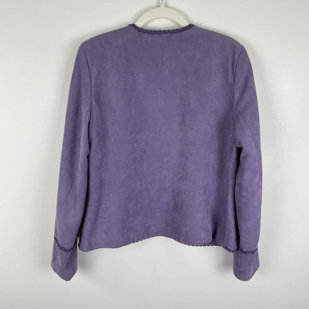 y2k Purple Floral Embroidered Faux Suede Jacket Womens M Feminine Cottagecore - Picture 4 of 16